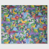 サファリの動物のアニメーション ラッピングペーパー (フラット)