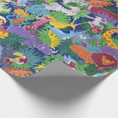 サファリの動物のアニメーション ラッピングペーパー (角)