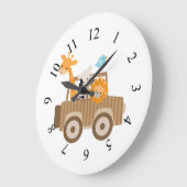 サファリの動物のアニメーション ラージ壁時計 (傾斜)