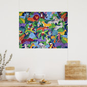 サファリの動物のカラフルパターンのポスター ポスター (キッチン)