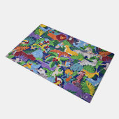 サファリの動物のカラフルパターン ドアマット (アングル)