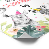 サファリの動物のサインで揺れるパーティーありがとう ポスター (角)