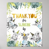 サファリの動物のサインで揺れるパーティーありがとう ポスター (正面)