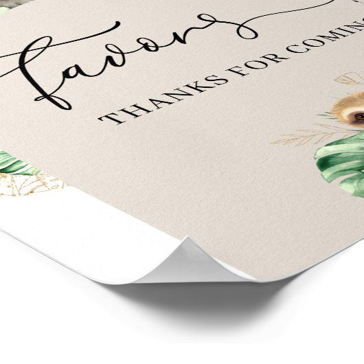 サファリの動物のジャングルモダンの赤ちゃんシャワーの好意 ポスター (角)