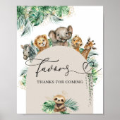 サファリの動物のジャングルモダンの赤ちゃんシャワーの好意 ポスター (正面)