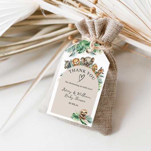サファリの動物のジャングルモダンの赤ちゃんシャワー ギフトタグ