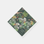 サファリの動物のジャングル緑の熱帯の赤ちゃんシャワー スタンダードカクテルナプキン (角)