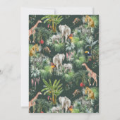 サファリの動物のジャングル緑の熱帯の赤ちゃんシャワー 招待状 (裏面)