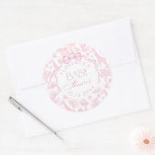 サファリの動物のトイルドジュエピンクベビーシャワー ラウンドシール (封筒)