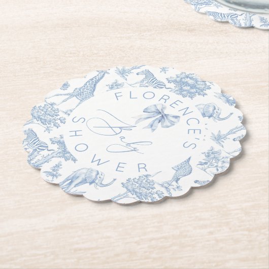 サファリの動物のトイレデジュイベビーシャワー ペーパーコースター (アングル)