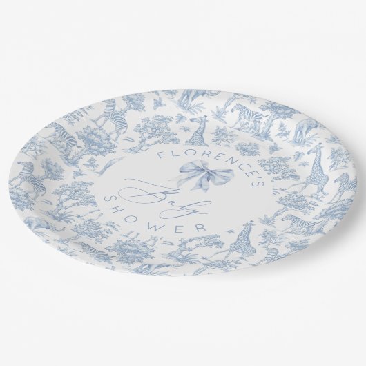 サファリの動物のトイレデジュイベビーシャワー ペーパープレート (アングル)