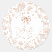 サファリの動物のトイレデジュイベビーシャワー ラウンドシール (正面)