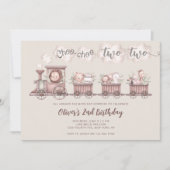 サファリの動物のトレーニング2回目の誕生日 招待状 (正面)