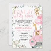 サファリの動物のドライブベビーシャワー招待状 招待状 (正面)