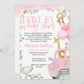 サファリの動物のドライブベビーシャワー招待状 招待状 (正面/裏面)