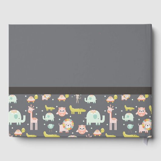 サファリの動物のパターン赤ちゃんシャワー ゲストブック (裏面)