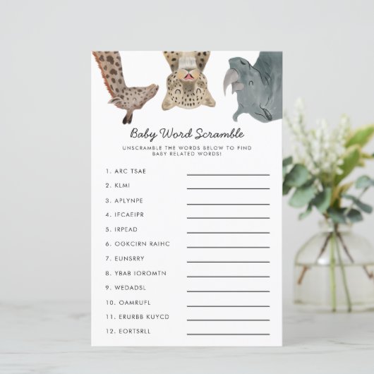 サファリの動物のベビー単語スクランブルゲーム (スタンド正面)