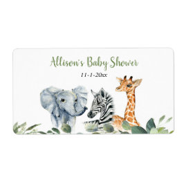 サファリの動物のミニウォーターボトルまたはシャンパン ラベル