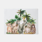 サファリの動物のヤシの木 ドアマット (正面)