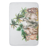 サファリの動物のヤシの木 バスマット (正面縦)