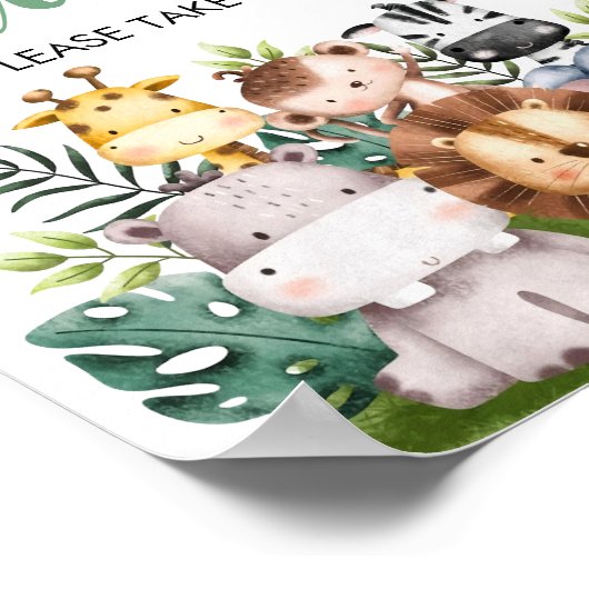 サファリの動物の好意のサイン |ワイルドワン誕生日 ポスター (角)