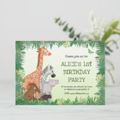 サファリの動物の子供の誕生日パーティー招待状 招待状 (スタンド正面)
