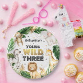 サファリの動物の幼稚園と3歳の誕生日 ペーパープレート (パーティー)