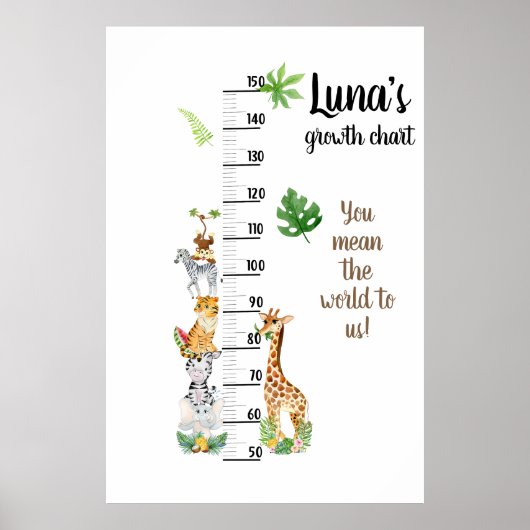 サファリの動物の成長の高さグラフ ポスター (正面)