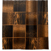 サファリの動物の模様を深いゴールデンブラウン シャワーカーテン (正面)