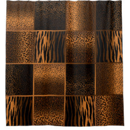 サファリの動物の模様を深いゴールデンブラウン シャワーカーテン