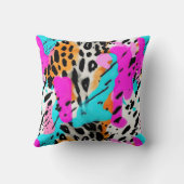 サファリの動物の毛皮のプリントのパターンのネオン クッション (裏面)