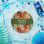 サファリの動物の毛皮のプリントパターンカラフル ペーパープレート (パーティー)