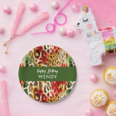 サファリの動物の毛皮のプリントパターンカラフル ペーパープレート (パーティー)