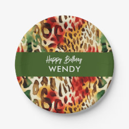 サファリの動物の毛皮のプリントパターンカラフル ペーパープレート