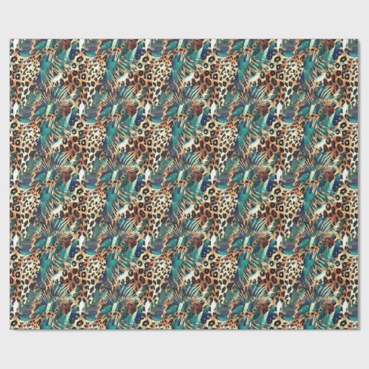 サファリの動物の毛皮のプリントパターン異国モダン ラッピングペーパー (フラット)