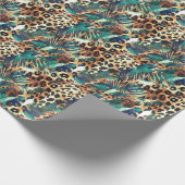 サファリの動物の毛皮のプリントパターン異国モダン ラッピングペーパー (角)