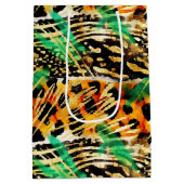 サファリの動物の毛皮のプリントパターン豪華なワイルド ミディアムペーパーバッグ (裏面)