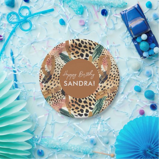 サファリの動物の毛皮のプリントパターン野生動物 ペーパープレート (パーティー)