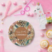 サファリの動物の毛皮のプリントパターン野生動物 ペーパープレート (パーティー)