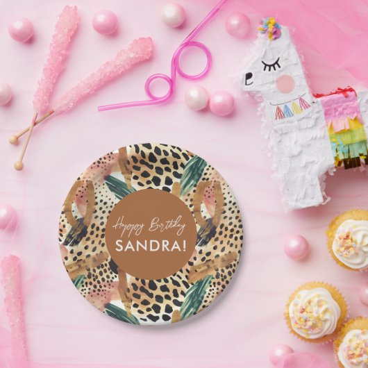 サファリの動物の毛皮のプリントパターン野生動物 ペーパープレート (パーティー)