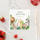 サファリの動物の水の色の赤ちゃんシャワーの招待 スタンダードカクテルナプキン (インサイチュ)