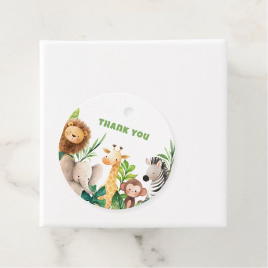 サファリの動物の水の色の赤ちゃんシャワーの招待 フェイバータグ (インサイチュ)