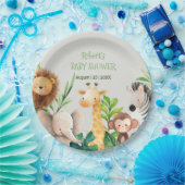 サファリの動物の水の色の赤ちゃんシャワーの招待 ペーパープレート (パーティー)