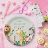 サファリの動物の水の色の赤ちゃんシャワーの招待 ペーパープレート (パーティー)