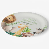 サファリの動物の水の色の赤ちゃんシャワーの招待 ペーパープレート (アングル)