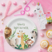 サファリの動物の水の色の赤ちゃんシャワーの招待 ペーパープレート (パーティー)