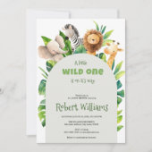 サファリの動物の水の色の赤ちゃんシャワーの招待 招待状 (正面)