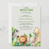 サファリの動物の水の色の赤ちゃんシャワーの招待 招待状 (正面)