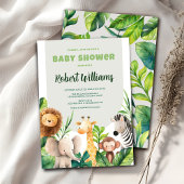 サファリの動物の水の色の赤ちゃんシャワーの招待 招待状