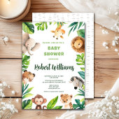 サファリの動物の水の色の赤ちゃんシャワーの招待 招待状